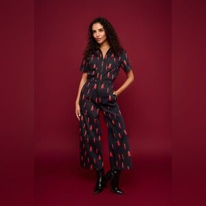 Mixed By Nasrin Quincy Chili Pepper Wide Leg Jumpsuit Medium Romper M